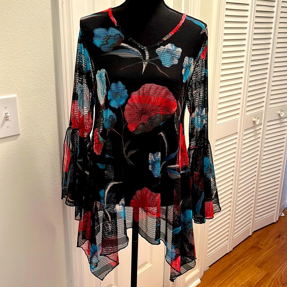 Dor Dor Couture mesh top or swim coverup - Picture 1 of 6